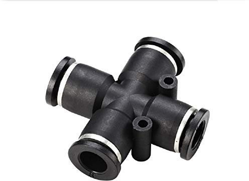 Push Fit Fitting 8mm Diameter Pneumatic Tube Fitting Plastic Pneumatic Coupling 4 Way Air Compressor Pipe Adaptor (Pack of 2)