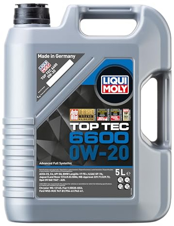 LIQUI MOLY Motoröl 0W-20 Top Tec Motor Öl ACEA C5 ACEA C6 API SP 6600 5L Kompatibel mit BMW 1 Schrägheck F20 3 Touring F31, OPEL Mokka/Mokka X J13 Astra J Sports Tourer P10, MERCEDES-BENZ