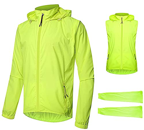 Ypnrd Herren Multifunktionelle Fahrradjacke Windjacke Herren Fahrrad Laufjacke für Radfahren, Laufen, Wandern, Bergsteigen,Grün,XL