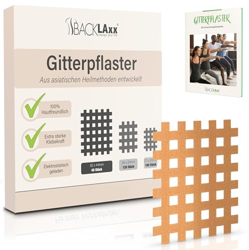 BACKLAXX® Gitterpflaster Set 40 Stk, Gittertape Akupunkturpflaster Typ c