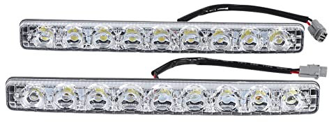 EVTSCAN 2pcs Blanco 9-LED Tira larga Luz de circulación diurna DRL Lámpara de conducción diurna antiniebla para automóvil