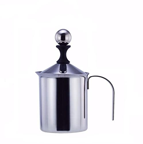 TSTSM Mousseur à Lait Manuel en Acier Inoxydable, Pompe à Lait Manuelle, mousseur à café-800ml