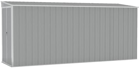 vidaXL Wand Geräteschuppen Kunststoffgriff mit Sperrfunktion Gerätehaus Gartenhaus Gartenschuppen Schuppen Grau 118x382x178cm Verzinkter Stahl