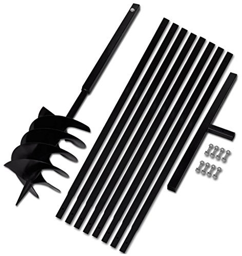 Lechnical Trapano da Terra con Manico 200 mm Tubo di Prolunga Acciaio 9 m,Trapano da Terra,Trapano per Trivella da Terra,Trapano a Colonna da Terra