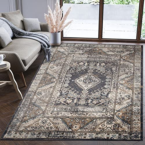 Mazovia Groß Teppich Flur 200x300cm Anthrazit Grau Klassisch Weich Kurzflor | Teppich für Eingangsbereich Küche Büro Wohnzimmer Schlafzimmer Pflegeleicht Fußbodenheizungsgeeignet Synthetisch Stilvoll