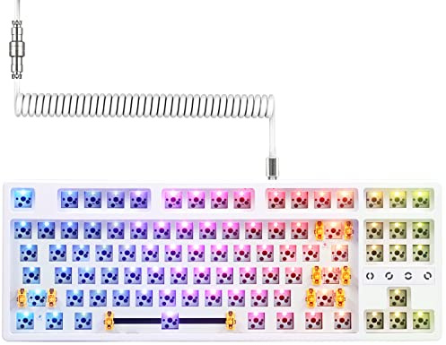 Attack Shark GK87 GMMK TKL Clavier Mécanique sans Fil RGB Barebone (Bluetooth/2.4Ghz/Type-C), Hot-Swappable Kit DIY Clavier Gamer ANSI avec Cable USB C Spiralé, pour Gateron/Cherry/Akko, Blanc