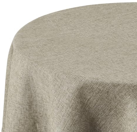 Deconovo Tischdecke Leinenoptik Ø 140 cm, Wasserabweisend mit Lotuseffekt, Abwaschbar & Pflegeleicht, Rund, Fleckschutz für Esstisch & Garten, Leinen