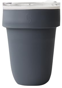 SWANZ Ceramic Coffee and Tea Travel Mug with Tritan Lid and Sleeve, Reusable To Go Tumbler Cup, Leak Proof, No Spill, Microwave Dishwasher Safe, Portable (Black, 15 Oz)