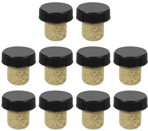 sourcing map 16Pcs T-Shaped Stoppers, 0.75inch Diameter Cork Wine Stopper Reusable Wine Bottle Corks Sealing Plug for Wine Beer Beverage Bottle Crafts, Black