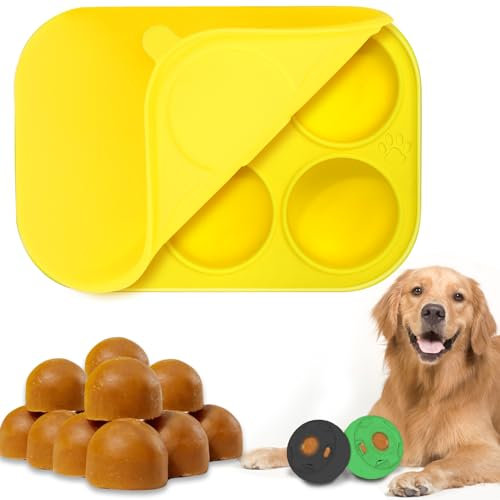 BABORUI Moules à friandises pour chien à 6 cavités avec couvercle pour chiot Woof et Power Chewer Pupsicle Grand moule réutilisable en silicone pour faire des collations glacées