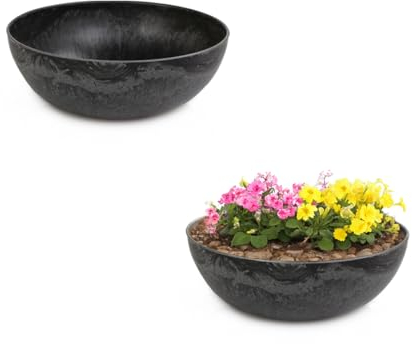 Matches21 - Macetas para exteriores (2 unidades, diseño de mármol, 20 cm, para jardín, decoración de balcón, cementerio)