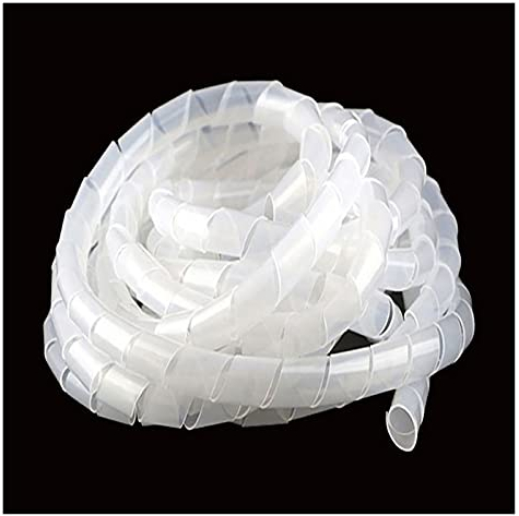 Kabelschlauch,Kabelschutzschlauch,Kabelschutz 1Roll-Kabelwicklung Wickelweißweiß/schwarze Spiral-Wrap-Ärmel-Röhre PE 4mm-30mm flammhemmende Kabel Schutzwundschlauch (Color : White, Size : 4mm 20Me