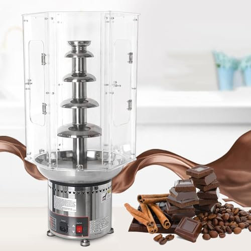 Fuente de chocolate comercial con cubierta de plástico acrílico transparente, ideal para bodas, cumpleaños y eventos, juego de fondue de acero inoxidable de 4/5/6/7 niveles
