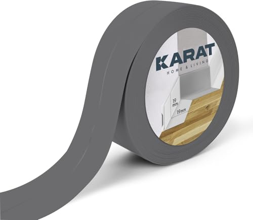KARAT Weichsockelleiste 19 x 19 mm, Grau 10 m - selbstklebende Rückseite - Sockelleiste aus PVC für Küche und Bad, Knickleiste Klebeleisten individuell zuschneidbar, Fugendichtungsband (Riga)