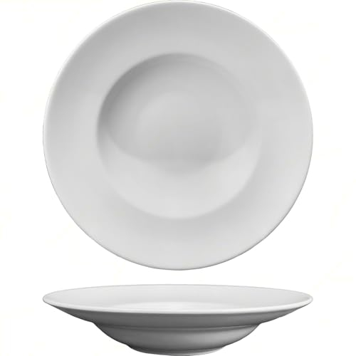Sicignano | Piatto Fondo Rotondo 27 cm Porcellana Liscio Bianco Pasta Bowl per Primi Piatti, Resistente, Lavabile in Lavastoviglie, Idoneo per Microonde, Made in Italy