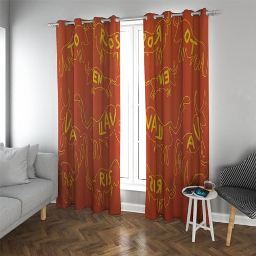 Deertweet Home Rote und gelbe Fenstervorhänge Picasso Abstrakte Tier-Verdunkelungsvorhänge für Schlafzimmer Wohnzimmer Verdunkelung wärmeisolierte Vorhänge 2 Paneele H280xB140