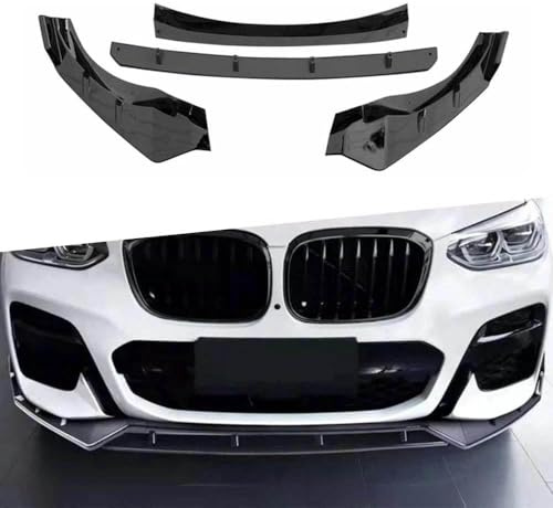HERTC Auto Frontlippe Frontspoiler für BMW X3 G01 X4 G02 M Sport 2019 2020 2021, Frontstoßstangen Lippenkörper Autoteile Autoantikollisionsschutz,normal-Glossy Black