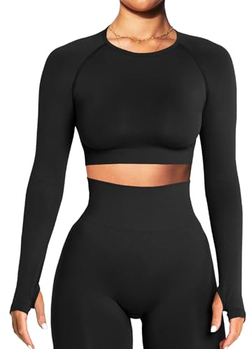Navneet Women Long Sleeve Gym Tops Gym Crop Top Compression Workout Top Pilates Yoga Tops Running Sports Fall Outfits