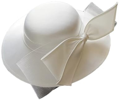 Cappello a cilindro da donna in raso con fiocco francese, per banchetto, abito da sposa, cappello Fedora nero, bianco, Taglia unica