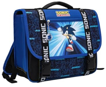 mybagstory – Cartable pour garcon sonic bleu - Enfant - Ecole - Maternelle - Garderie - Primaire - Taille 38 cm - Bretelles réglables – Idée Cadeau