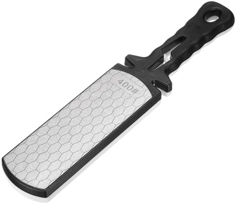 sourcing map 400/1000 Grit Handheld Diamond Sharpening Stone Double-Sided Whetstone 5-in-1 Sharpener Tool with Ceramic and Tungsten Steel Scissor Slot for Kitchen, Black White