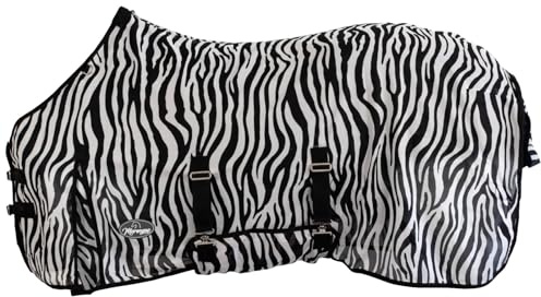 Marengos - Fliegendecke Zebra mit Bauch- & Schweiflatz – 155 cm | Feinmaschige Pferdedecke – Schutz vor Insekten – mit Gehfalte & doppelter Frontverschluss – Outdoor-Pferdedecke
