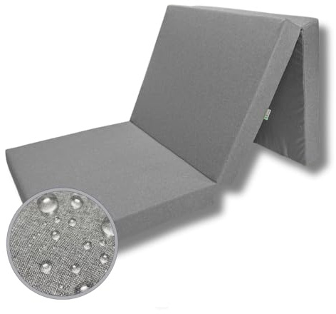FORTISLINE Klappmatratze 195x80x9 cm - 3-teilige Faltmatratze als Gästematratze, Campingmatratze und Wohnwagenmatratze, wasserabweisender Outdoor-Bezug, Abnehmbarer Bezug, Oeko-TEX Standard 100