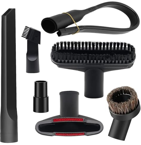 7 Pcs Universal Vacuum Cleaners Accessories 1 1/4 inch & 1 3/8 inch Vacuum Attachments Kit with Wet Dry Plastic Vacuum Hose Adapter Flexible Crevice Tool for Shop Vac Accessories