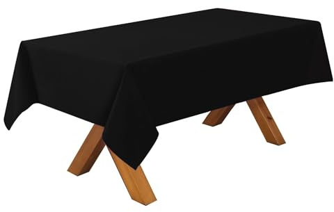 CHARKHAH Durable Polyester Black Tablecloth With Wipe-Clean, Spill-Resistant Surface. Rectangular 140x200cm, Washable & Reusable — Perfect For Indoor & Outdoor Dining.