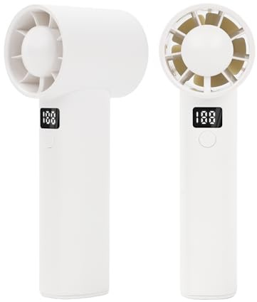 Tragbarer Turbo Handventilator, USB Mini Handventilator 9m/s Hohe Geschwindigkeit, 6-stufiger Wind, 3000mAh Akku Wiederaufladbar Ventilator bis zu 12 Stunden für Reisen Büro Camping (mini, weiß)