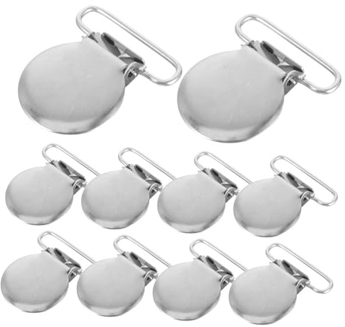 10 Stück Babyclips aus Metall, Silber, Kompakt für Unterwegs | Halterclip für Handtuch und Kinderwagen, Sicherer Halt, Leicht zu Verstauen, für Unterwegs