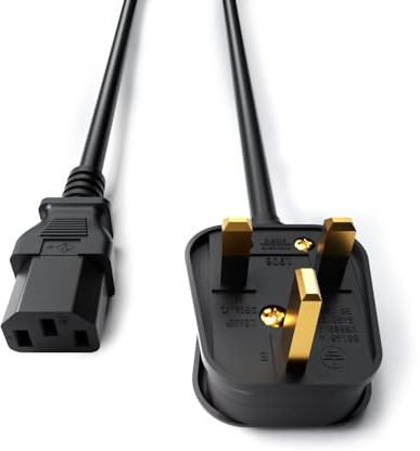 Superer 5M UK Power Cable, BS1363 to IEC C13 3 Pin Power Cord | 16FT Long Kettle Lead Compatible with LG, Dell, Panasonic TVs & Monitors, PC, Computer