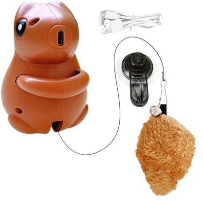 Krmoau Juguete interactivo para gatos | Juguetes recargables para gatos, accesorios de juego para gatitos en forma de ardilla para mascotas, pared, puerta, dormitorio, balcón, jardín, sala de estar