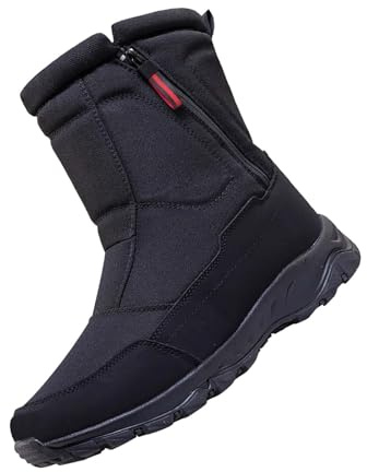 Chaussures d'hiver pour homme avec fermeture éclair, doublées, bottes de neige pour homme, bottes de randonnée montantes et antidérapantes, chaussures d'extérieur, chaussures de loisirs, chaussures de