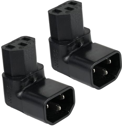 2 Pezzi Cavo Alimentazione PC 90 Gradi C14 a C13, Connettore Alimentazione Computer Angolare, 250V 10A, Cavo Alimentazione 3 Poli PVC, Spina PC 3 Poli Femmina Risparmio Spazio, Ideale Elettrodomestici