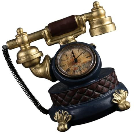 HAMPPLIES Orologio da Scrivania Vintage in Resina Forma di Telefono retrò Decorazione Artistica per Casa e Ufficio Ornamento Fotografico Elegante Regalo per Compleanni e Feste