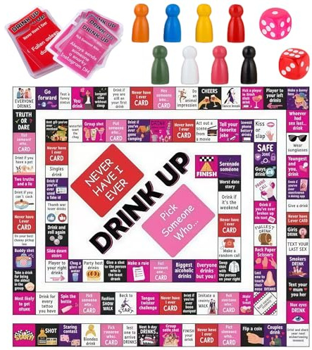 Briocht Drinking Games for Adults, Fun Monopoly Board Game with Drinking Challenges, Party Game for 2-8 Players, Icebreaker Game for Friends, Groups, and Social Parties