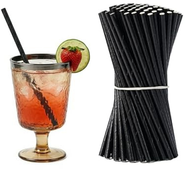 PakTalk 250 cannucce di carta nera, 4,5 x 140 mm, per cocktail, matrimoni, compleanni, bevande corte