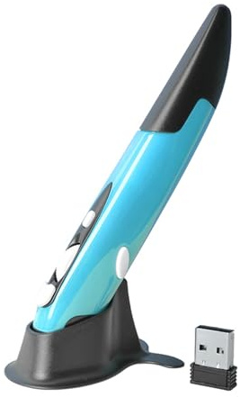 Garsent Mouse Ottico Wireless con Penna Tascabile, Mini Mouse Ottico Wireless USB da 2,4 GHZ, Regolazione a 3 velocità, Ergonomico per PC Portatile e Notebook (BLUE)