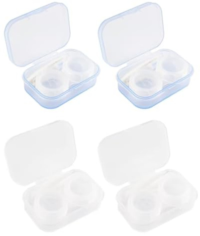 4 stycken kontaktlinsbehållare, mini bärbar linsbehållare läckagesäker, kontaktlinsfodral för resor, pincetter kontaktlins-insats, för resor pendling daglig kontaktlinser förvaring