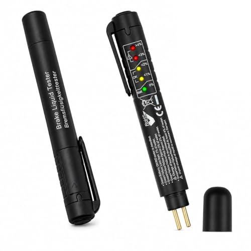 2 Pezzi Tester Liquido Freni Penna Tester Olio Freni con 5 LED per Olio Freni Indicatore Strumento Diagnostico Auto Universale per Controllo Umidità Fluido Freni DOT3 DOT4 DOT5 Sicurezza Veicolo