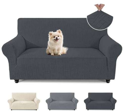 bechoanigel Stretch Sofa Überzug, Couch Überzug L Form, Universal Sofahusse 1/2/3/4 Sitzer mit Wasserdicht & Anti-Falten, Sofaüberzug für Sofa Cover L Shape, U Shape (2 Sitzer, Dunkelgrau)