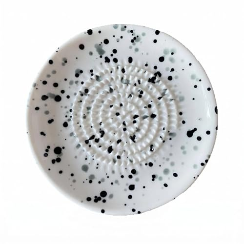 BRTNUP Ceramic Garlic Grater Plate Splatter White Ceramic Grating Plate | Splatter Paint Ceramic Grater Plate, Ceramic Garlic Grating Plate, Handcrafted Grater Bowl for Ginger Garlic Onion Cheese