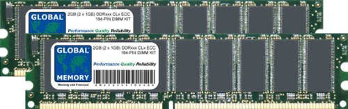 Kit di memoria RAM DDR 266/333/400MHz 184-PIN ECC DIMM (UDIMM) da 2 GB (2 x 1 GB) compatibile con server/workstation/schede madri (non per PC*)