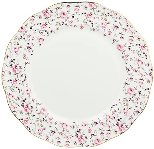 Royal Albert Rose Confetti Vintage Dinner Plate, 10.6, White