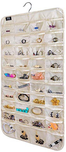 BB Brotrade Hanging Jewelry Organizer,Accessories Organizer,80 Pocket Organizer for Holding Jewelries（Beige）