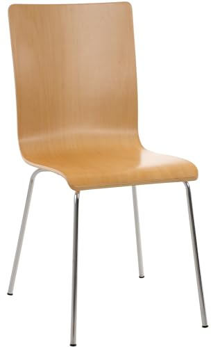 CLP Besucherstuhl Pepe I Ergonomisch Geformter Lehnstuhl Mit Holzsitz I Stabiles Metallgestell I Komfort Und Stil Mit Robuster Konstruktion Farbe Natur