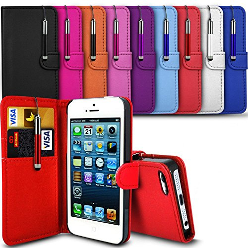 London Gadget Store LG K10 K420 Premium PU Leather Wallet Flip Skin Case Cover with Retractable Capacitive Stylus Touch Screen Pen - Dark Purple