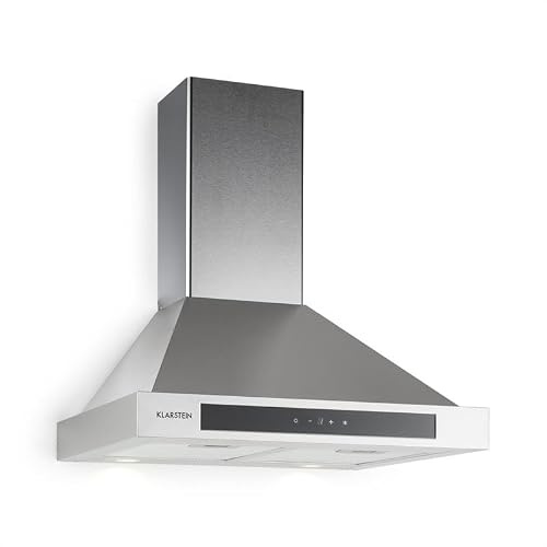 Klarstein Zelda - Hotte aspirante, Extracteur de fumée, Montage mural, Éclairage LED, 210W, Aspiration 650 m³/h, Panneau tactile, Acier inox, Efficacité énergétique B, Minuterie, 60 cm, Argent