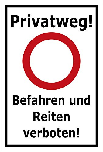 Melis-Folienwerkstatt Schild Privatweg - Befahren und Reiten verboten – 30x20 cm – 3mm Aluverbund – mehrere Größen/Materialien